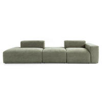 4-SITZER modulares Sofa HEAVEN SET 4 Links, Breite 335 cm Webstoff Grün - Schwarz/Grün, Holz/Kunststoff (335/71/102cm) - Muffo