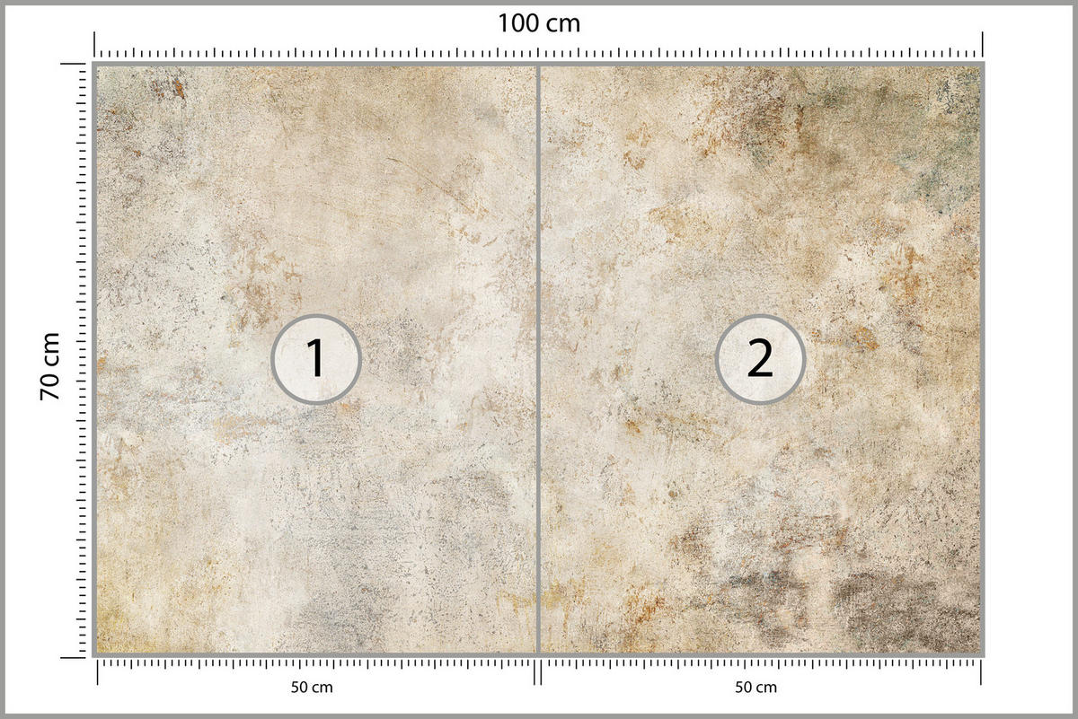 FOTOTAPETE für Wohnzimmer Minimal Beige Betonwand 100x70 - Gelb/Beige, Papier (100/70cm) - Muralo
