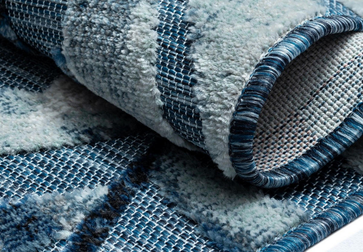 OUTDOORTEPPICH Laurel Dunkelblau,Hellgrau,Anthrazit 80/150 cm - Dunkelblau, Textil (80/150cm) - My-Rug
