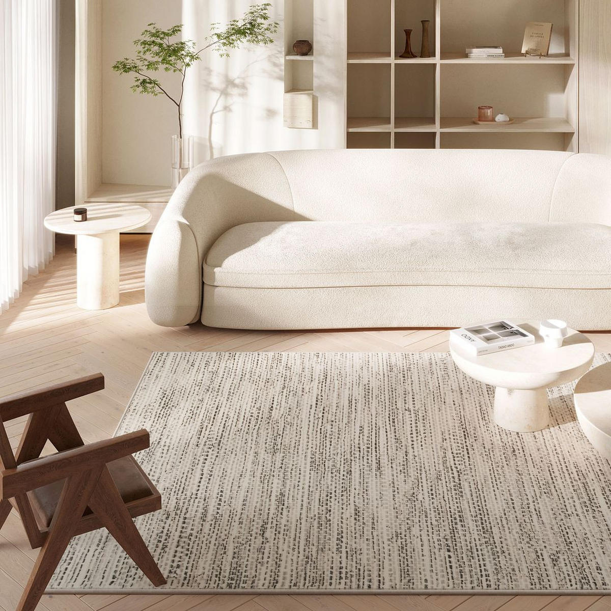 WEBTEPPICH Motion Rest Grau - Grau, Textil (120/170cm) - Kukoon Rugs