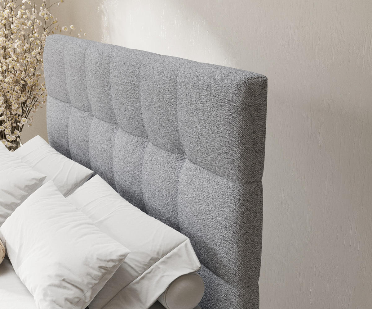 BOXSPRINGBETT Chanton Hellgrau 160/200 cm mit Latex-Topper - Silberfarben/Hellgrau, Holz/Holzwerkstoff (160/200cm) - Maison de Reve