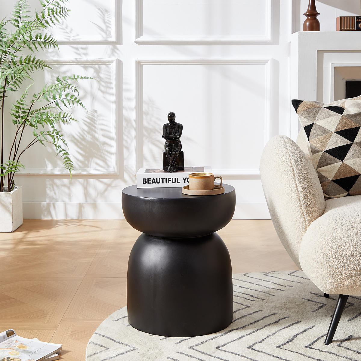 BEISTELLTISCH Rund Schwarz 45 x 45 x 52 cm - Schwarz, Metall (40.5/40.5/47.5cm) - Nordlys