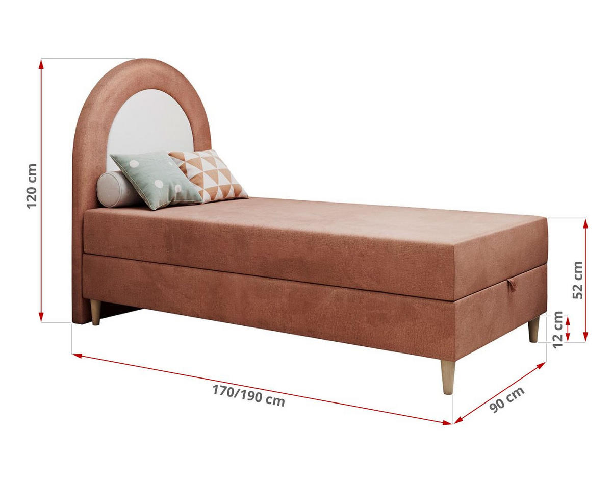 BOXBETT NEST 90/180 Rosa Velvet hydrophob - H3 - Hellrosa, Holz/Textil (90/180cm) - MKS