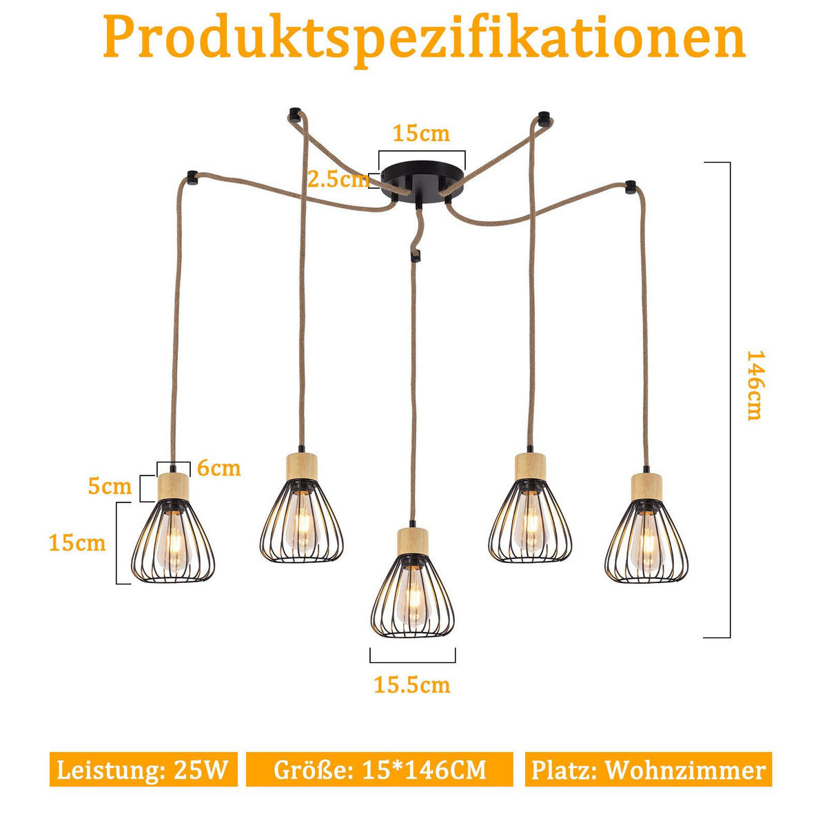 HÄNGELEUCHTE Sylnf 15/142/55 cm - Eiche Artisan, Metall (55/15/142cm) - ZMH