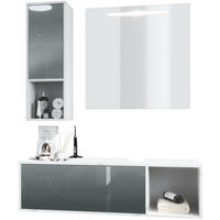 BADMÖBELSET La Costa Fronten in Grau Hochglanz - Grau, Holzwerkstoff (126.5/190/46cm) - Vladon