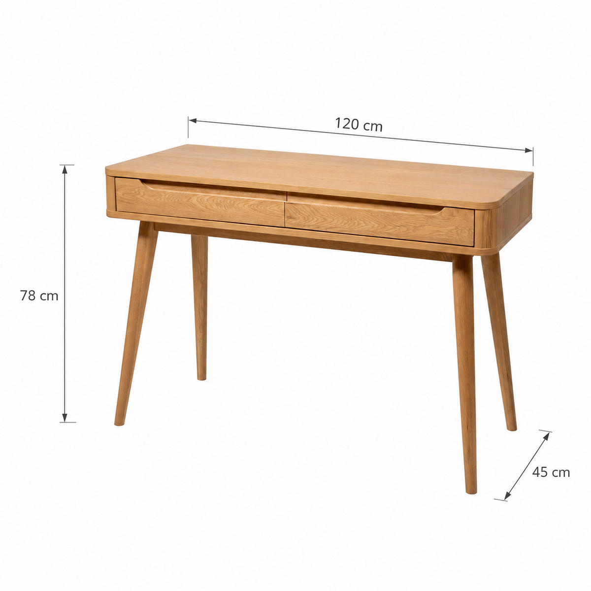KONSOLE Nora, Natur Massiveiche - Beige, Holz (45/120/78cm) - WOODEK
