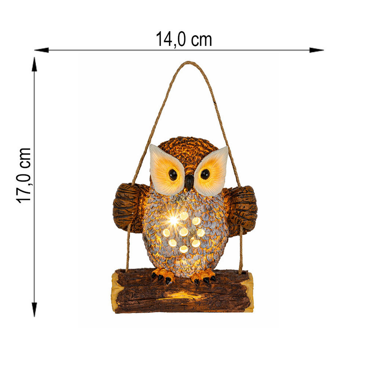 SOLARLEUCHTE LED Eule Kunststoff Braun, 2er Set - Braun, Kunststoff (14/8/17cm)