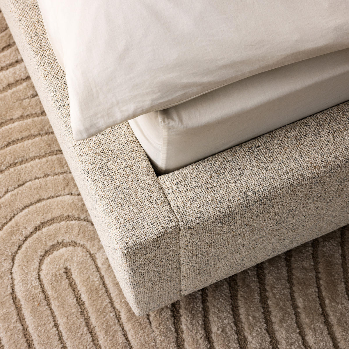 POLSTERBETT mit Stauraum - Webstoff - Beige, Holzwerkstoff (180/200cm) - home24