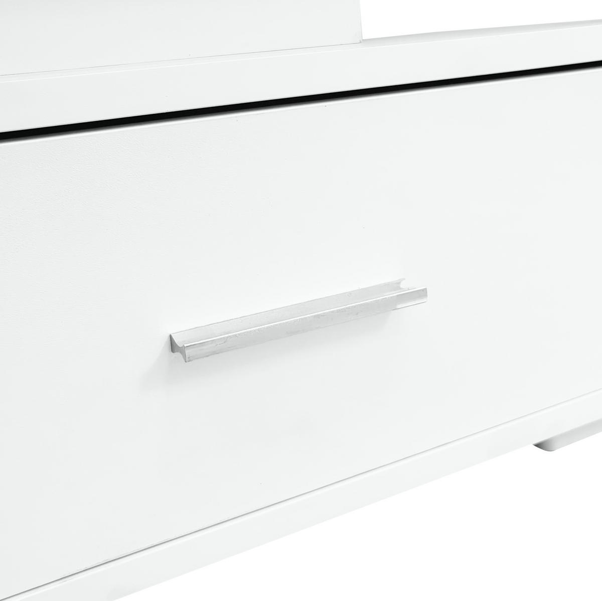 KONFERENČNÍ stolek, 100/50/44 cm bílý, výškově nastavitelný s LED osvětlením - bílá, kompozitní dřevo (100/50/44cm) - BEAOK