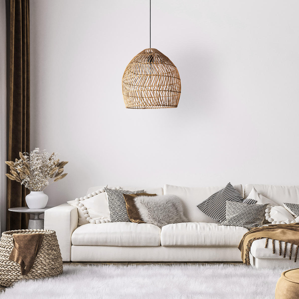 PENDELLEUCHTE Orna - Beige/Weiß, Metall (40/40/41cm) - Paco Home