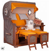 STRANDKORB 2-Sitzer Düne Mahagoni 586 - Gelb/Braun, Holz (125/170/80cm) - Mr. Deko