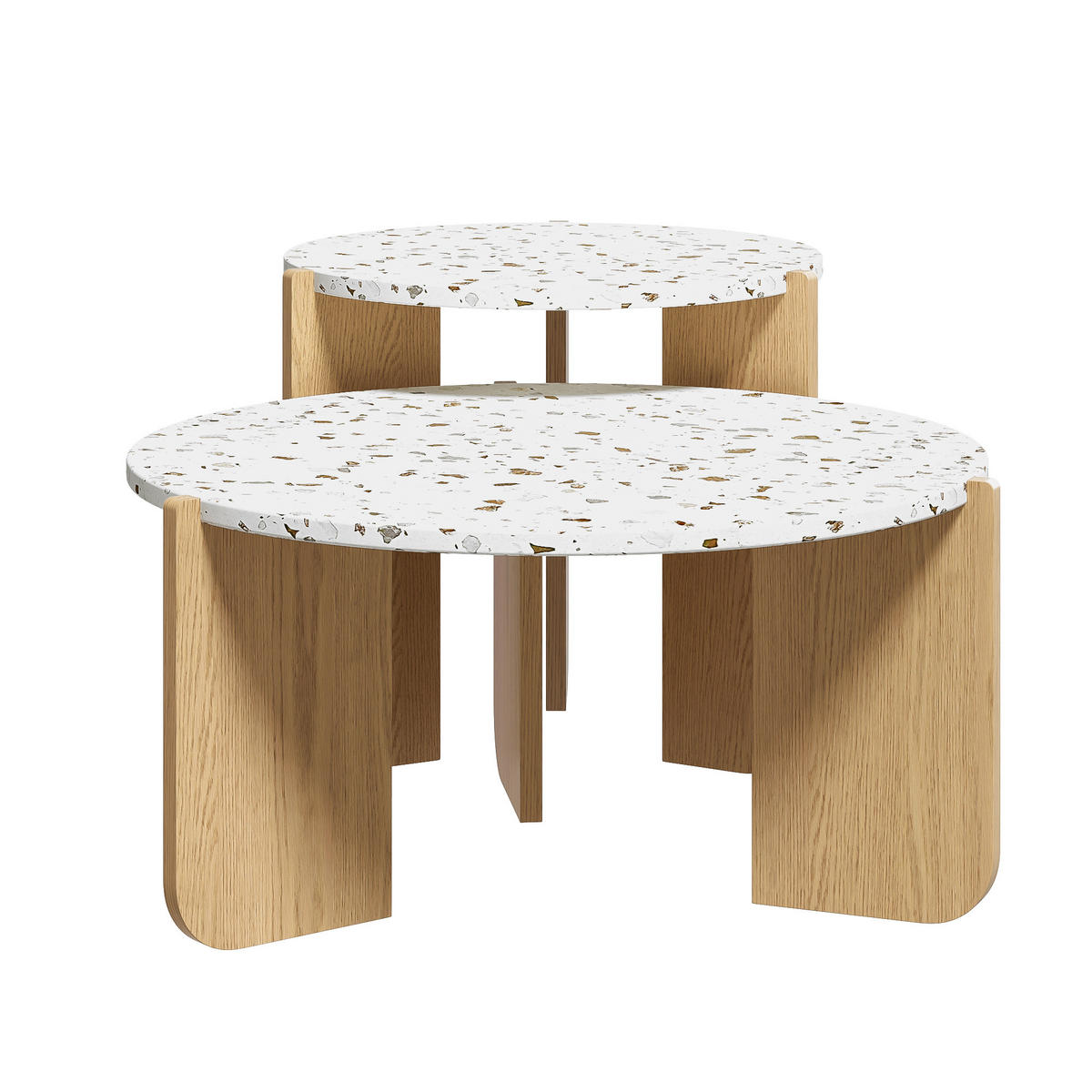 COUCHTISCH 2er Set mit Nesting-Design und Kunstmuster Tischplatten 70/70/35 cm - Naturfarben, Holzwerkstoff (70/70/35cm) - EVRYAE