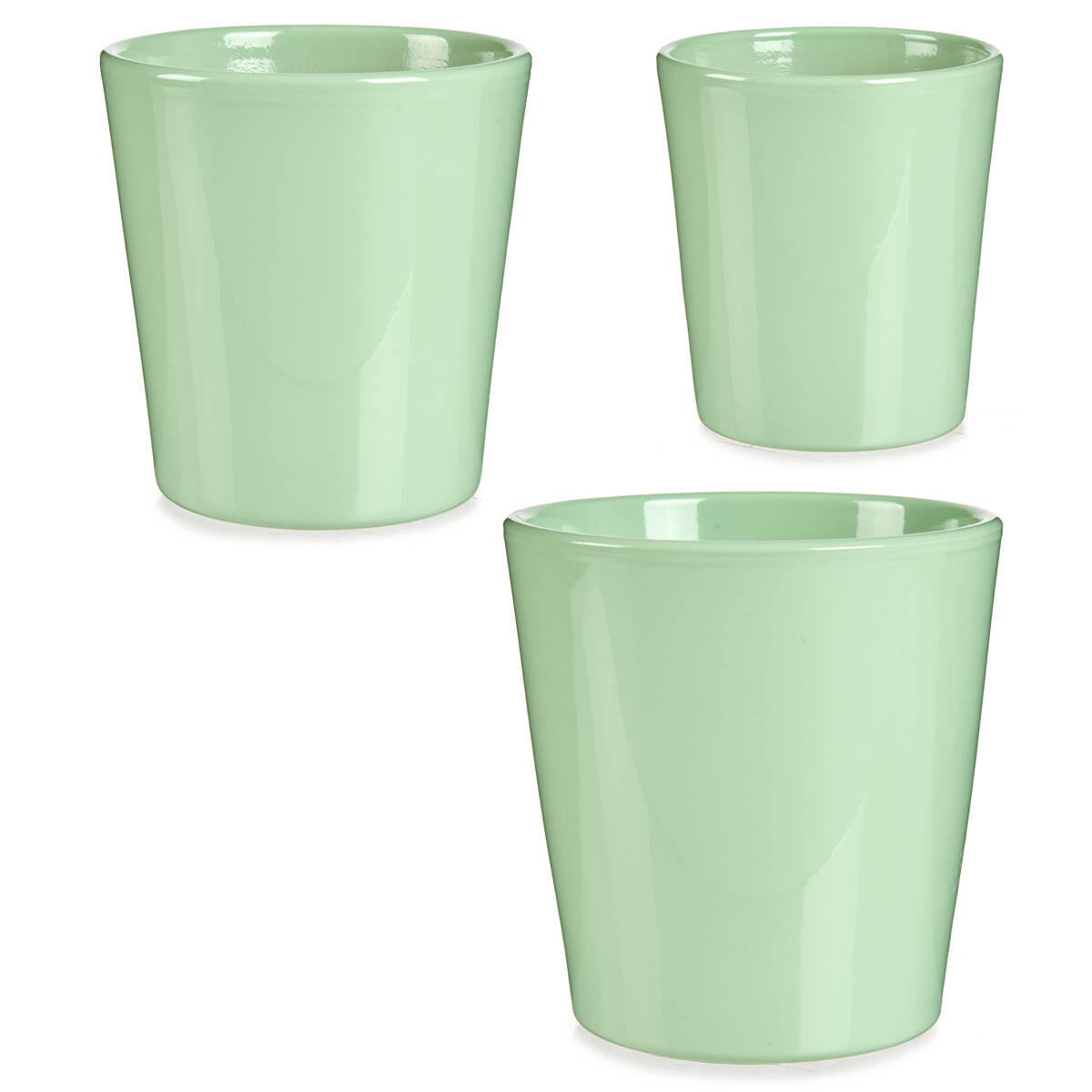BLUMENTÖPFE Conical pastelfarben 3er-Set - Grün, Keramik (16.5/16cm)