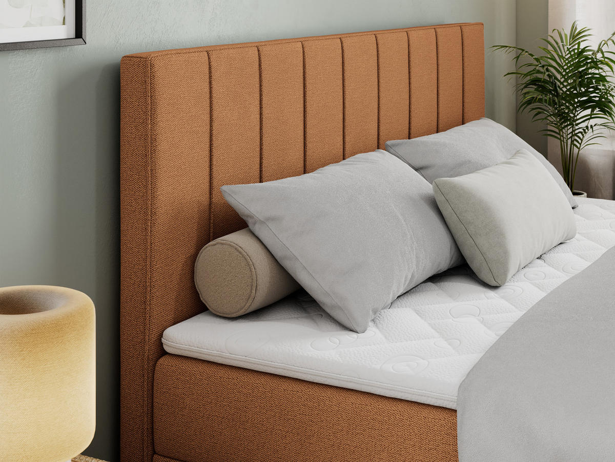 BOXBETT ALLY 140/200 Orange Struktur - H3 - Orange, Holz/Textil (140/200cm) - MKS