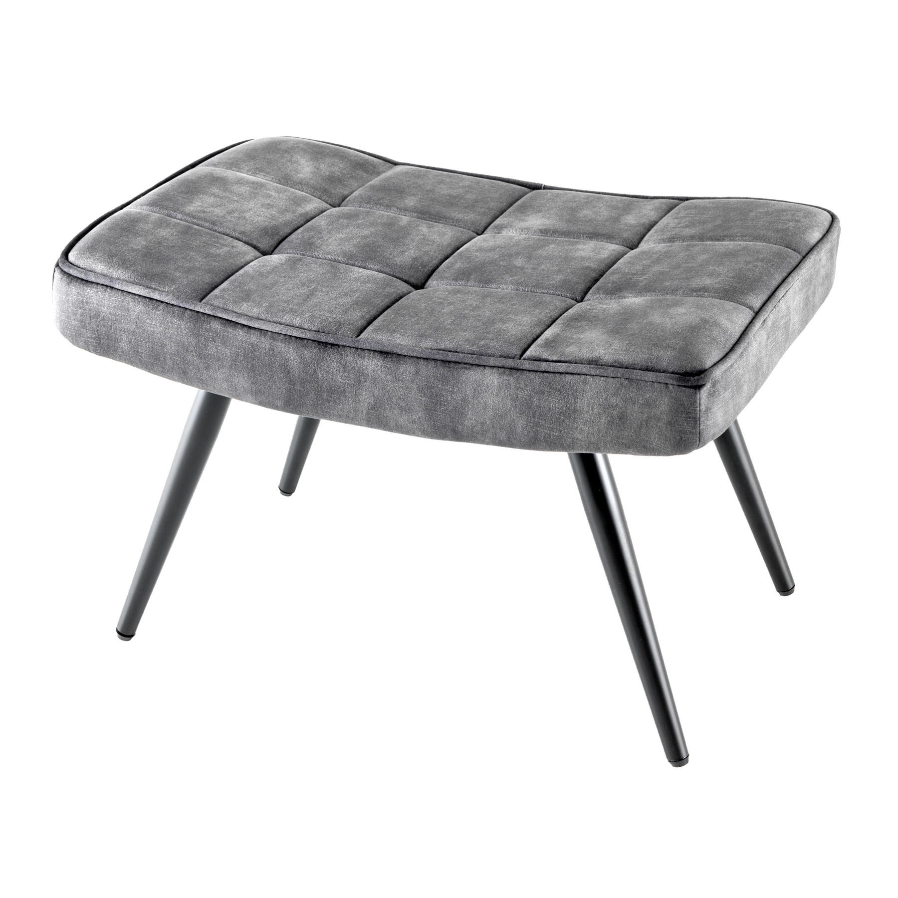 HOCKER SCANDINAVIA Samt Grau 60 cm - Schwarz/Grau, Textil/Metall (60/39/40cm) - riess-ambiente