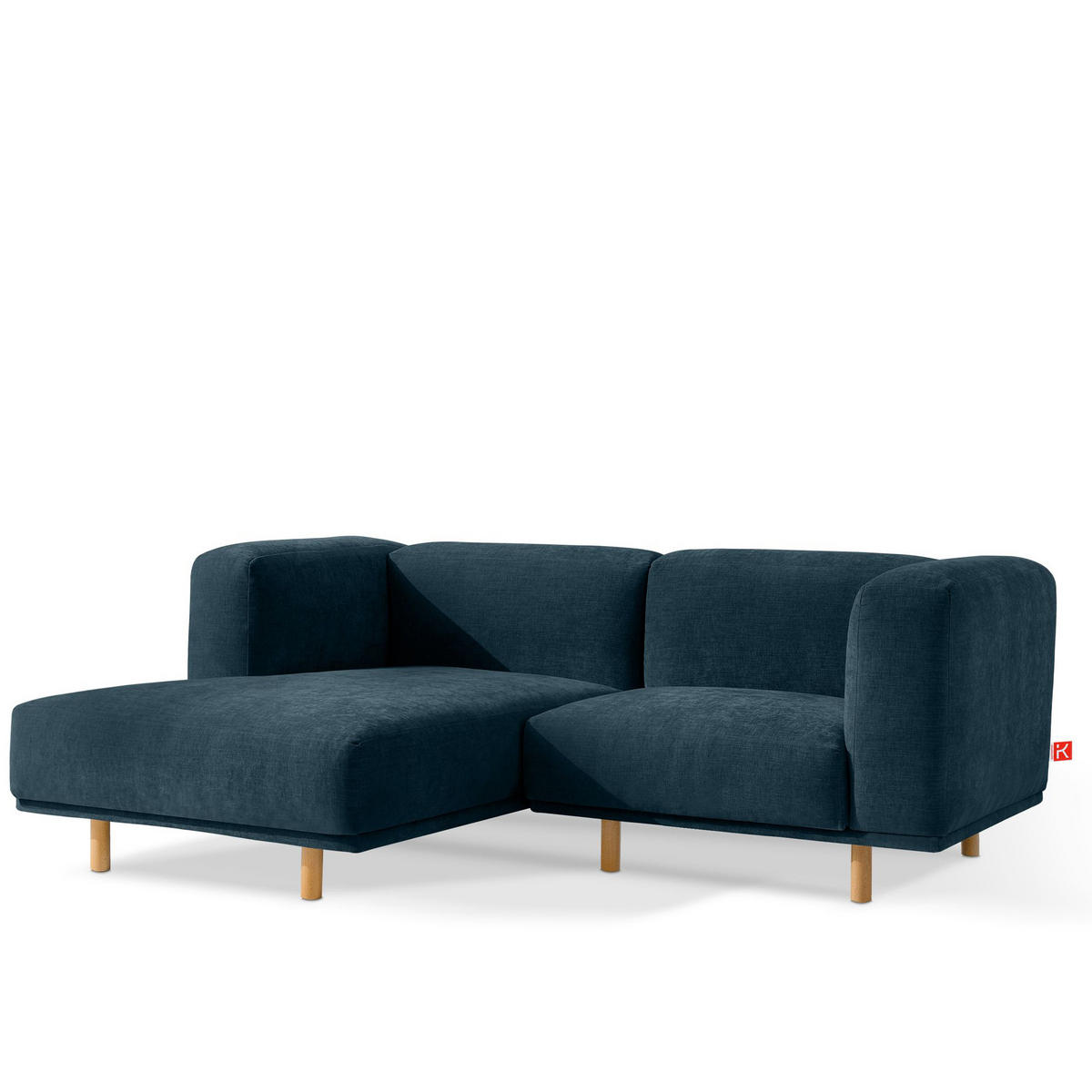 ECKSOFA-LINKS FOSERO, Chenille-Stoff - Buchefarben/Petrol, Holz/Holzwerkstoff (204/155cm) - KONSIMO®