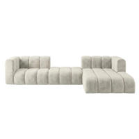 ECKSOFA Modulares In L-Form, Velvet-Stoff Riviera, Ecru, Rechts, GRAND 319 cm - Creme, Holz (319/175cm) - Kaiser Möbel