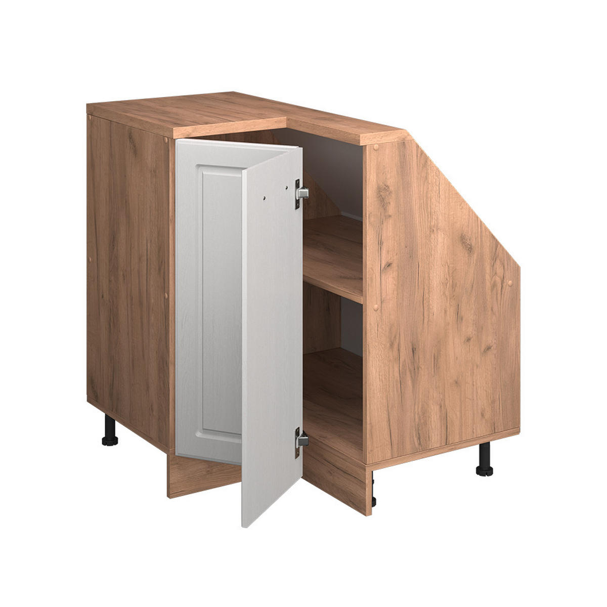 DACHSCHRÄGENSCHRANK ECKSCHRANK Rion Weiß Landhaus/Goldkraft Eiche 75.6 x 81.6 cm mit 1 Tür - Honigeiche/Weiß, Holzwerkstoff (75.6/81.6/75.6cm) - Vicco