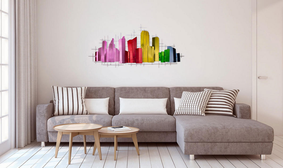 WANDDEKO Bunt 130/60 cm - Multicolor, Metall (4.02/60/6cm) - KUNSTLOFT