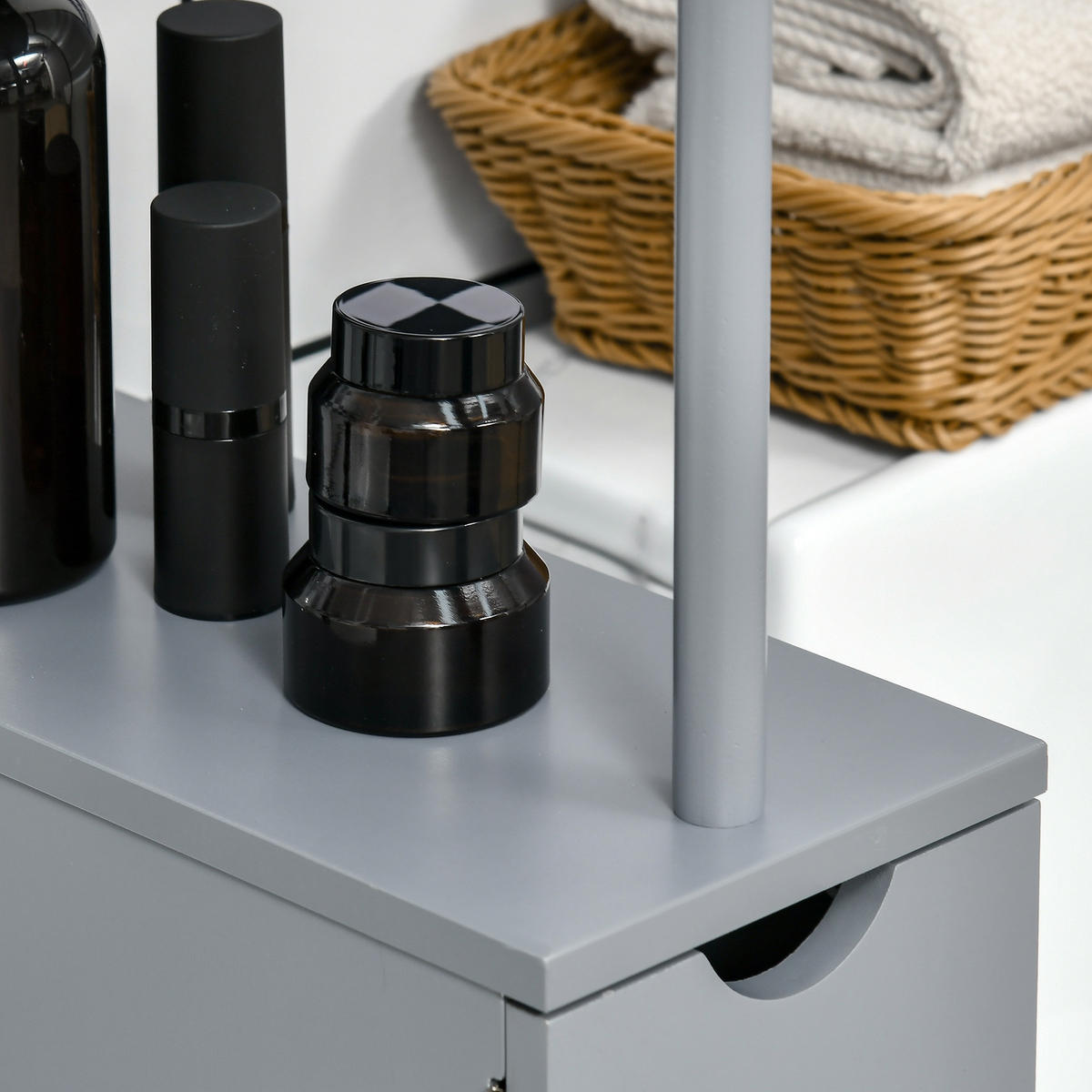 HOCHSCHRANK DE-12506 15/33/137 cm Grau - Grau, Holzwerkstoff (15/136.8/33cm) - ComfortXL
