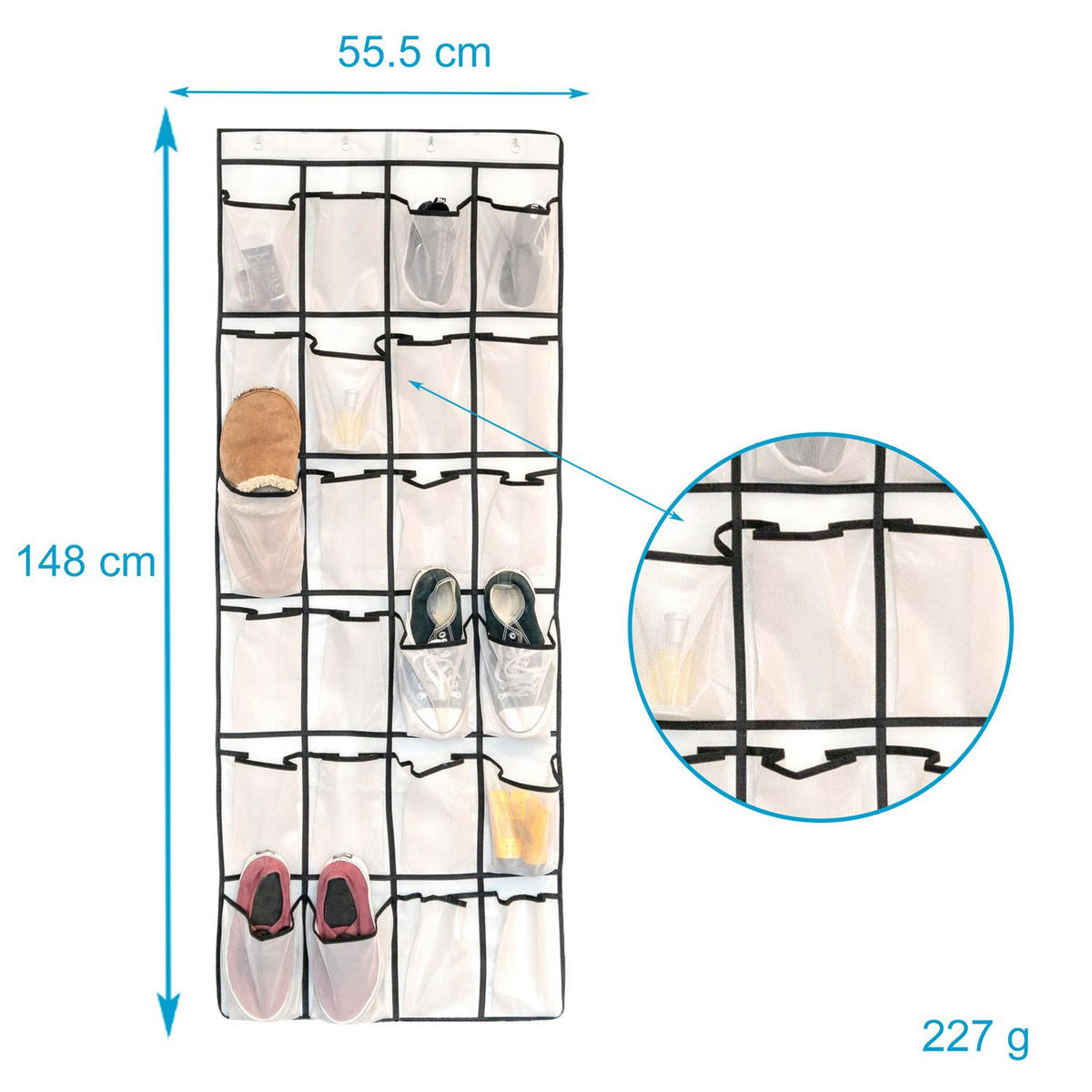 HÄNGENDES SCHUHREGAL 55.5/148 cm - Grau, Textil (55.5/2/148cm) - Intirilife