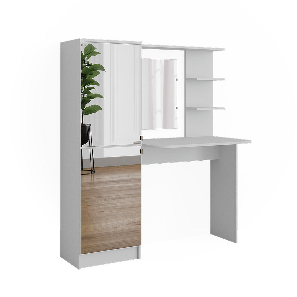 FRISIERKOMMODE Jasmin Weiß 122.9 cm mit Spiegel - Weiß, Holzwerkstoff (123/141.2/33cm) - Vicco