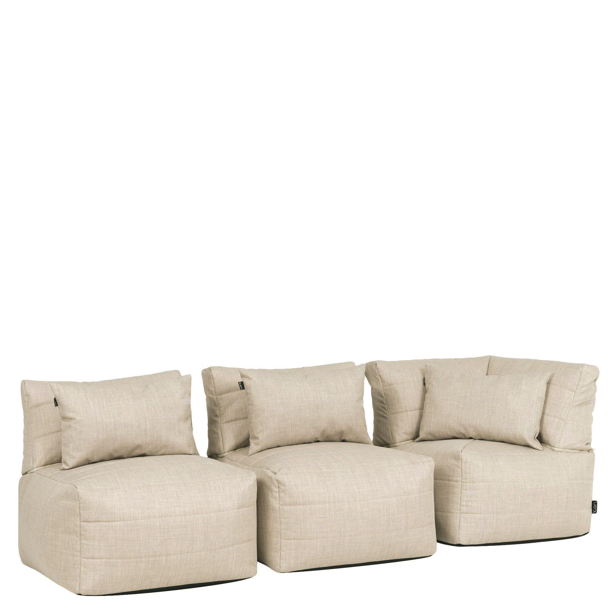SITZSACK-SOFA 3-tlg. modular outdoor Noa - Beige, Textil (228/70/78cm) - icon