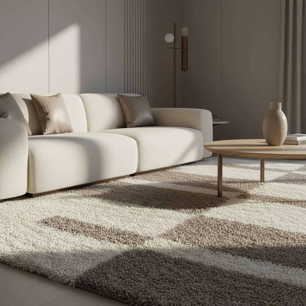 HOCHFLORTEPPICH WERFEN, kariert, Beige, 60 x 110 cm - Beige, Textil (60/110cm) - KADIMA DESIGN