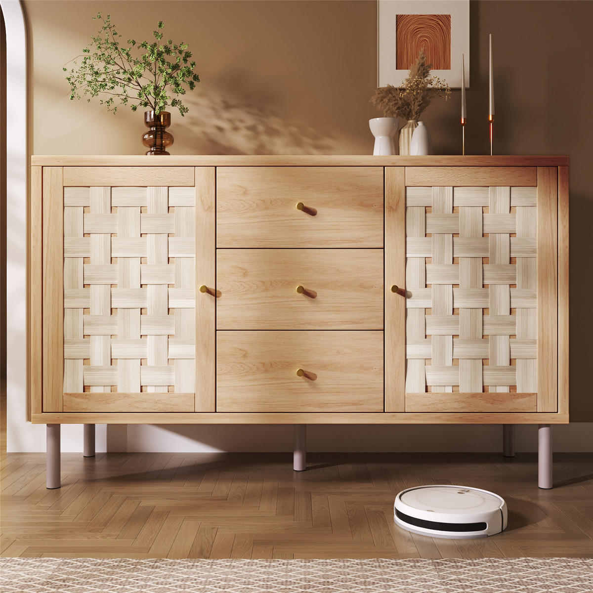 SIDEBOARD Eiche 120x75x40 cm Landhausstil - Naturfarben, Holz (120/75/40cm) - Kaket