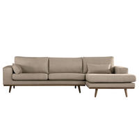 ECKSOFA mit Longchair - Taupe/Eichefarben, Eichenholz/Textil (281/153cm) - home24