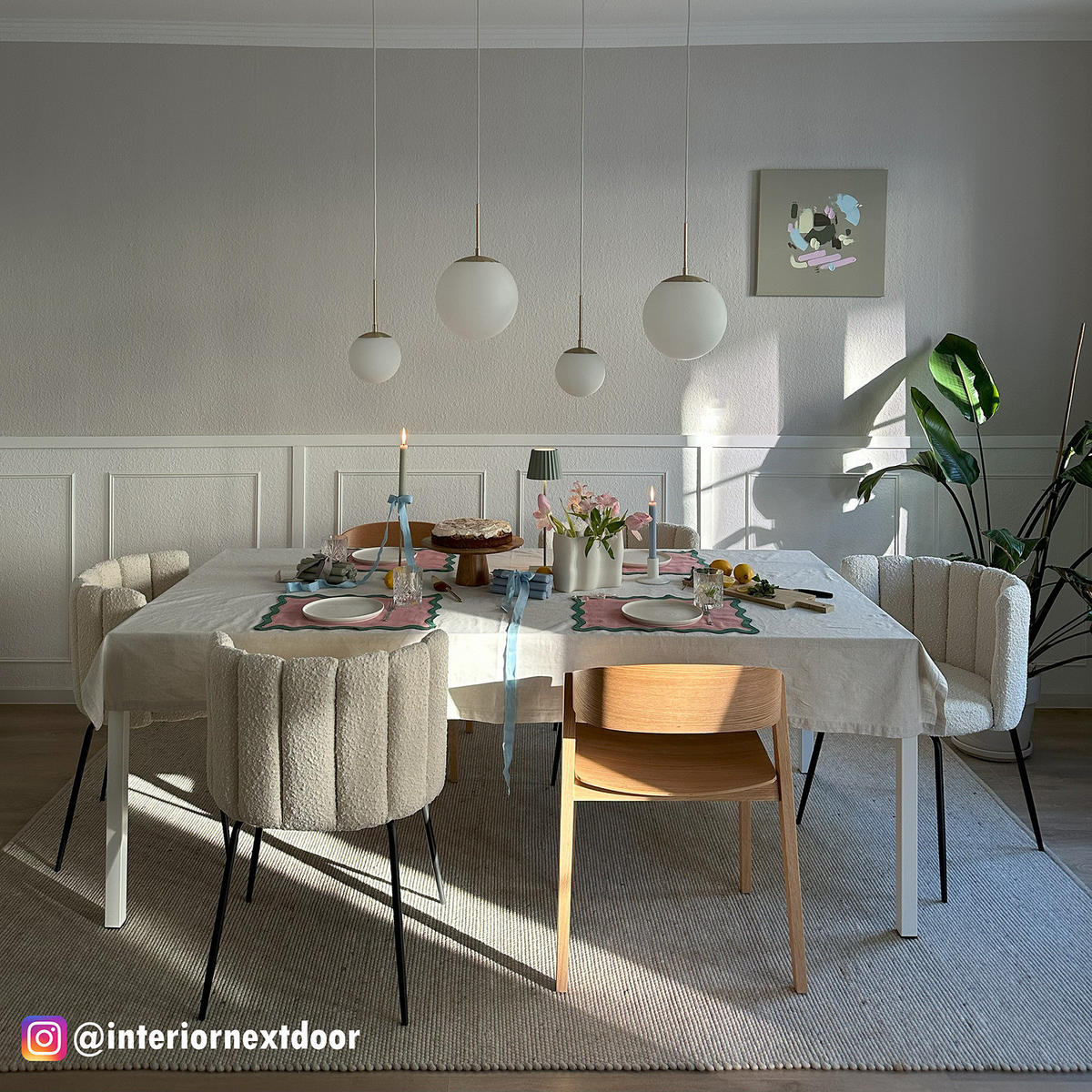 POLSTERSTUHL - Bouclé / Eisen, 2er-Set - Creme/Schwarz, Textil (55/78/59cm) - home24