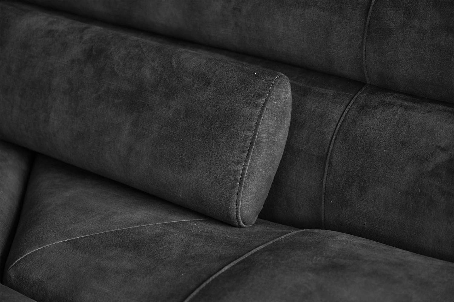 BIG SOFA MIT KISSEN TARA Anthrazit Velvet - Anthrazit, Textil (286/76/143cm) - KAWOLA
