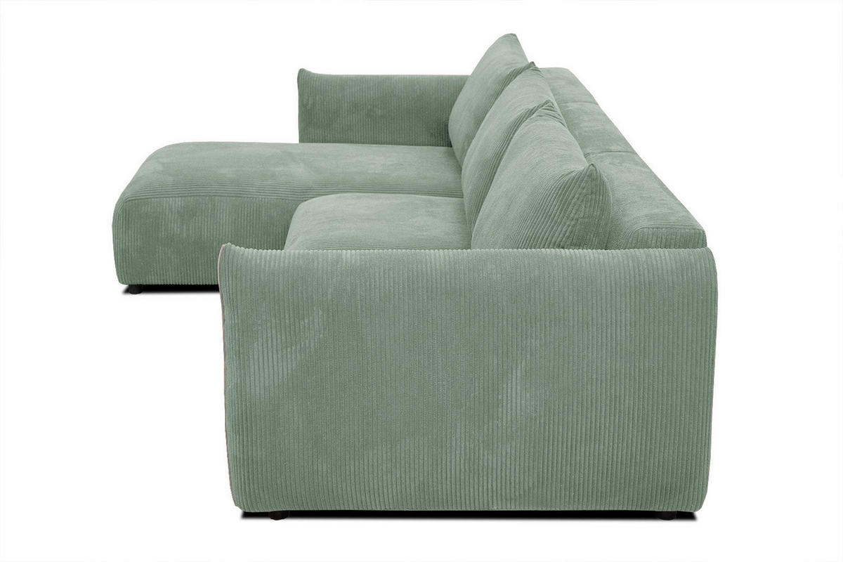 ECKSOFA TAUER 5-Sitzer, mintgrün - Schwarz/Mintgrün, Holzwerkstoff/Kunststoff (173/294cm) - Courtois Laville