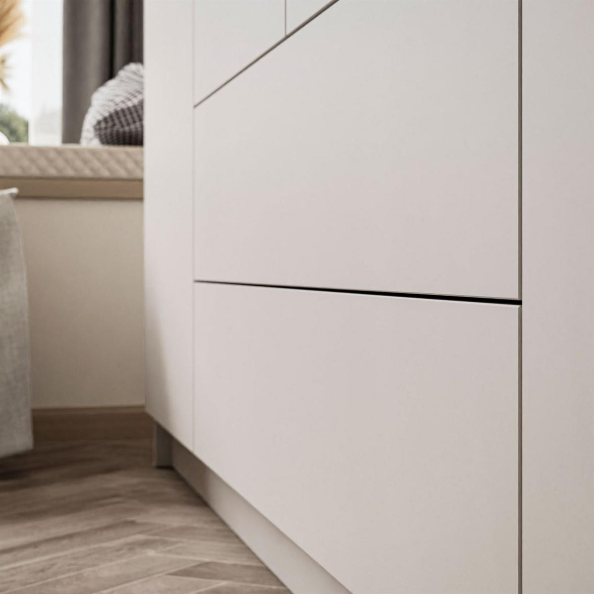 KLEIDERSCHRANK AURORA 4D2SZ in KASCHMIR mit Schubladen - Kaschmir/Goldfarben, Holzwerkstoff (200/213/57cm) - Lookway