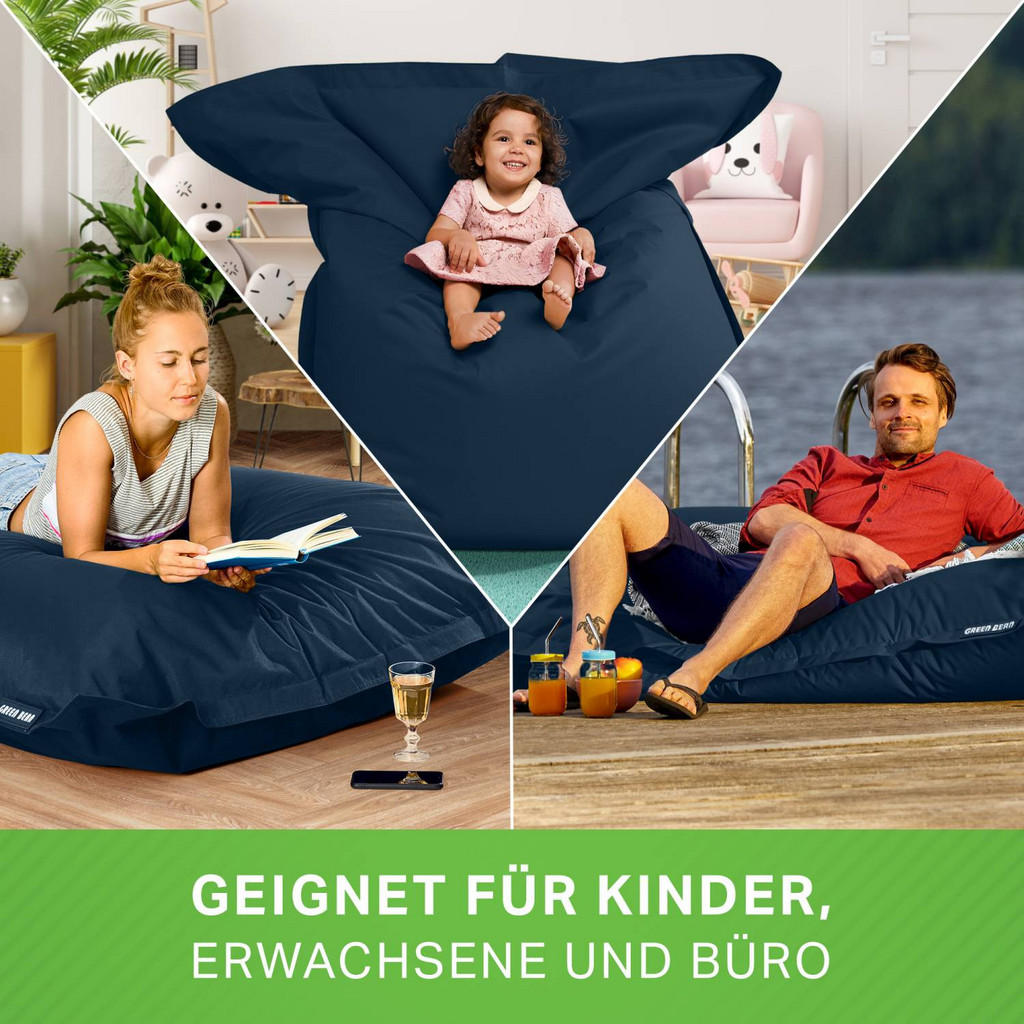 Thumbnail - Green Bean Sitzsack, Dunkelblau, Textil, Füllung: Styroporkugeln, Rechteckig, 140x25x180 cm, Hergestellt in Deutschland,...