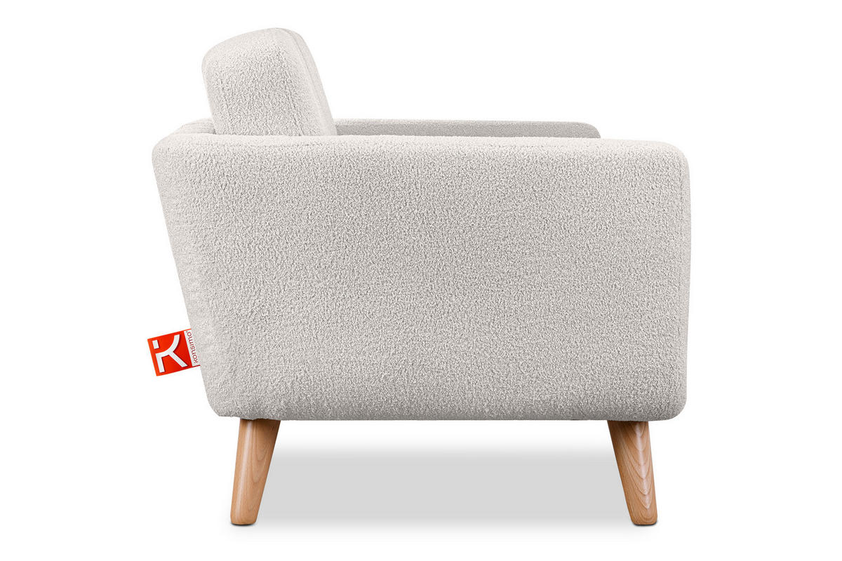 SOFA TAGIO mit Armlehnen, Weiß - Braun/Weiß, Buchenholz/Textil (153/80/84cm) - KONSIMO®