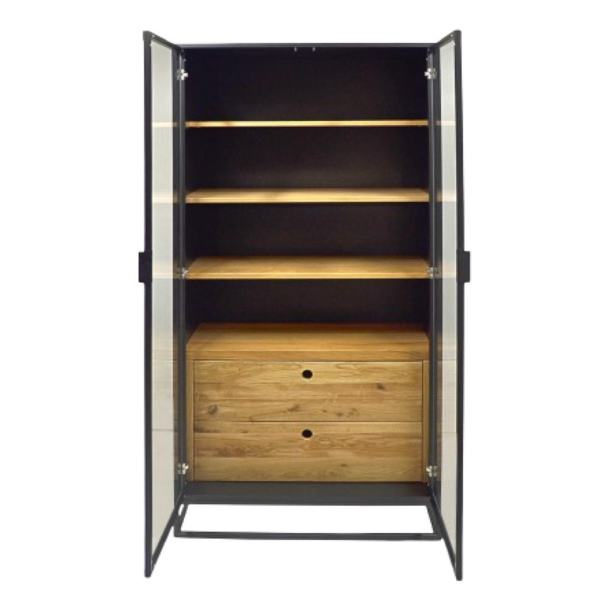 VITRINE aus Holz im Industriestil ins Wohnzimmer CARLA I - Eichefarben, Holz (100/190/45cm) - Rawood Furniture