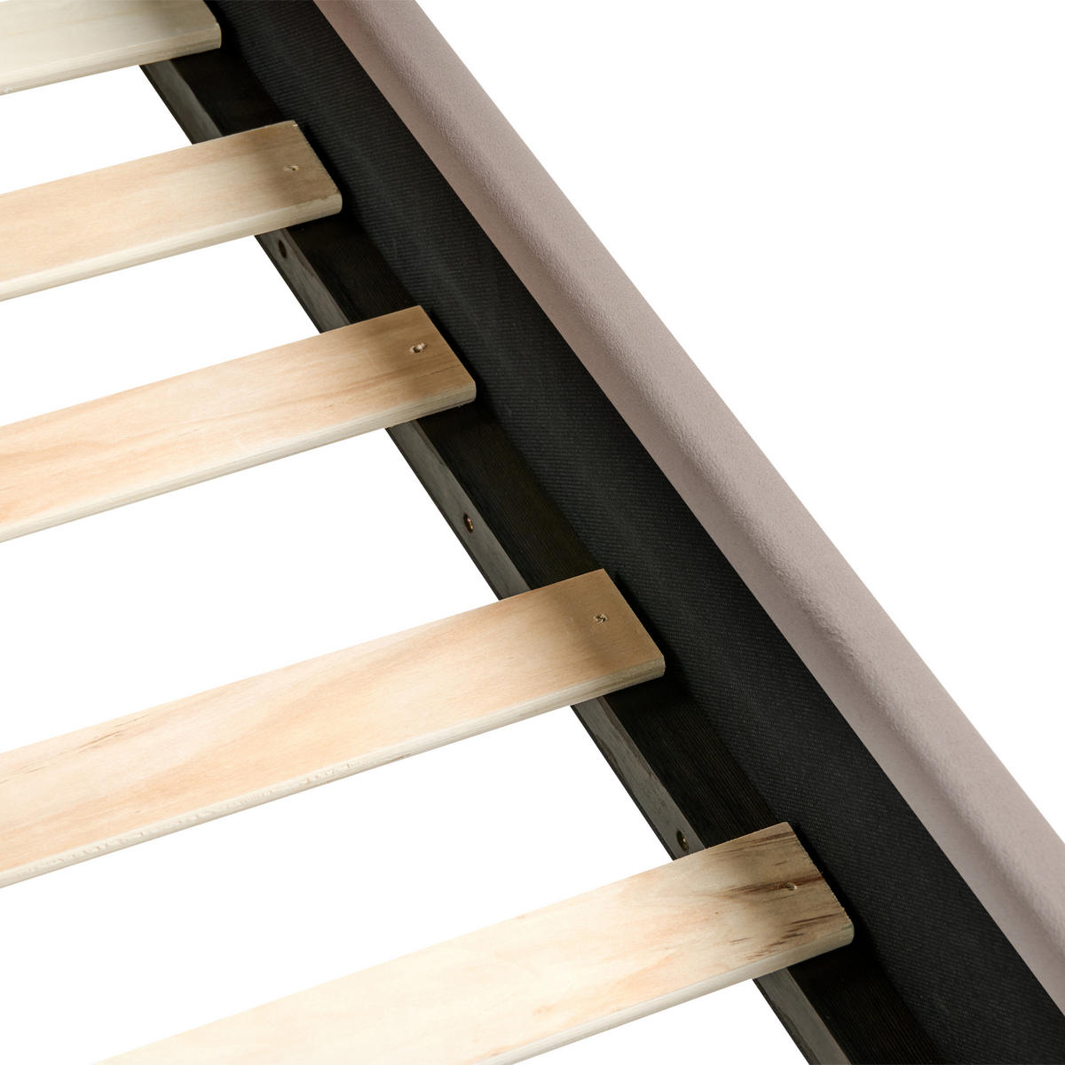 BETT mit Lattenrost 160/200 cm Taupe Rouen - Taupe/Schwarz, Textil (160/200cm) - Beliani