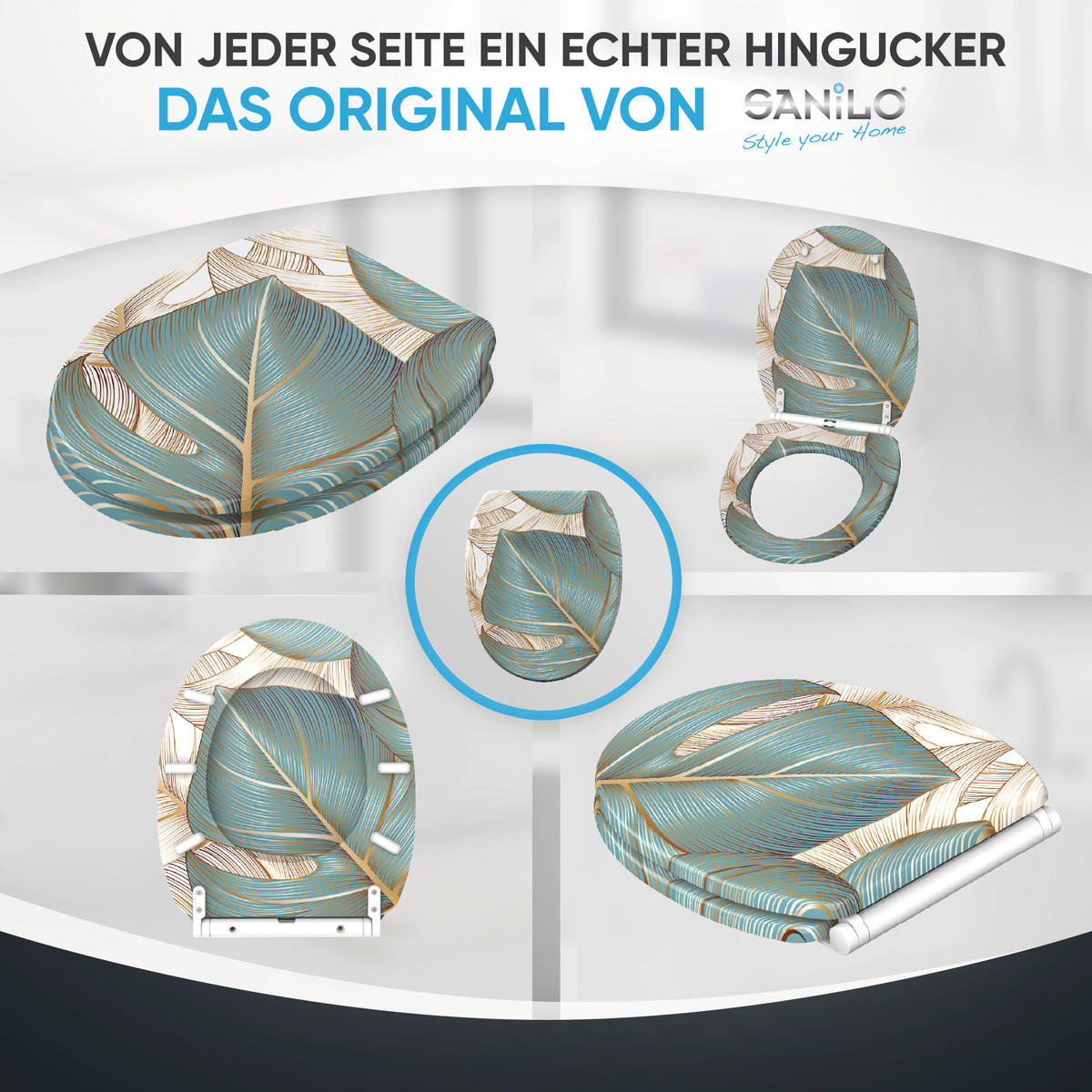 WC-SITZ mit Absenkautomatik & Top Fix Beautiful - Blau, Holzwerkstoff (37.7/5.5/48cm) - Sanilo