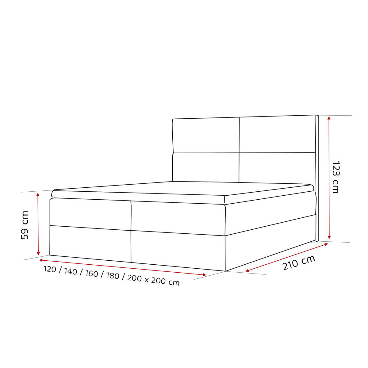 BOXBETT 120x200 cm mit Topper - Hellgrau, Holzwerkstoff/Textil (140/200cm) - Idohome