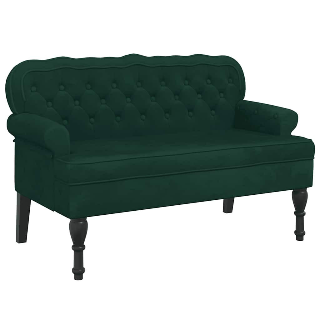 SITZBANK Mit Rückenlehne Dunkelgrün 119,5/64,5/75 Cm Samt - Grün, Naturmaterialen (64.5/75/119.5cm) - vidaXL
