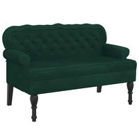 SITZBANK Mit Rückenlehne Dunkelgrün 119,5/64,5/75 Cm Samt - Grün, Naturmaterialen (64.5/75/119.5cm) - vidaXL