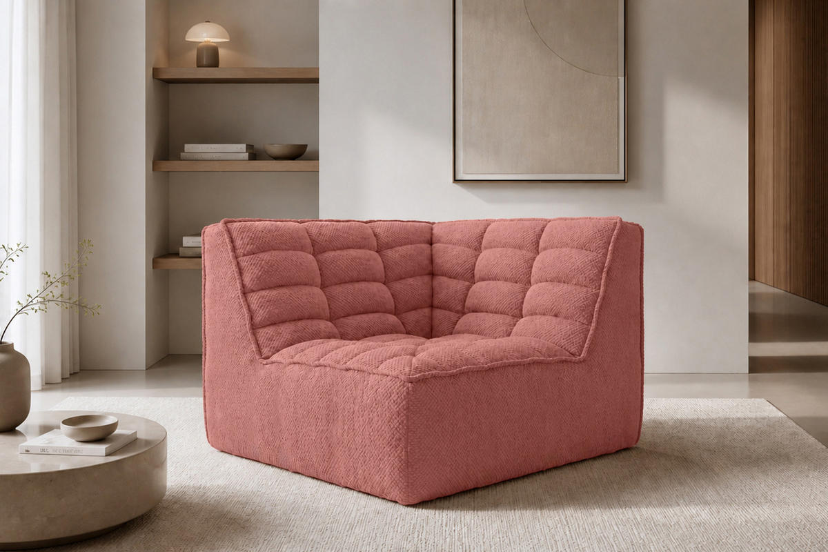 ROHOVÝ MODUL, plyšová tkanina Pop, Růžová, LAZY - růžová, dřevo (93/76/93cm) - Kaiser Möbel
