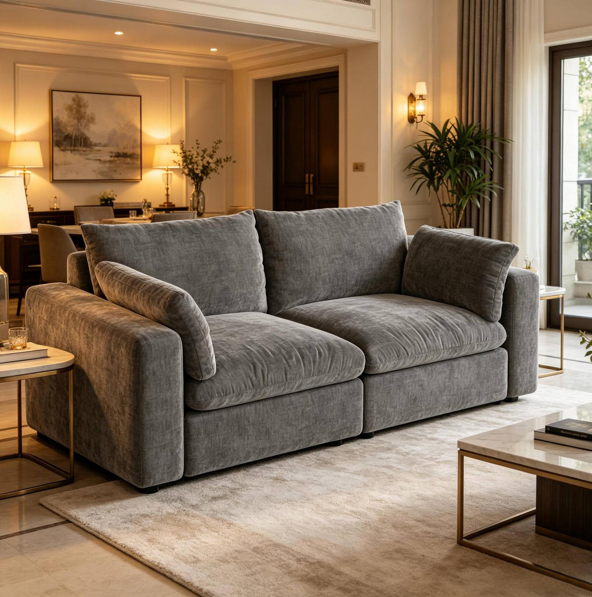 SOFA Modulares Design 180 x 91 x 83 cm Grey - Grau, Holzwerkstoff (180/83/91cm) - Meubliv