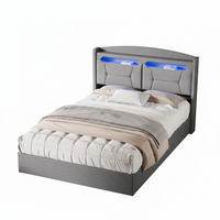POLSTERBETT 140/200 cm mit Stauraum, LED und USB, Grau - Grau, Holz/Metall (140/200cm) - PARAFTA HOME