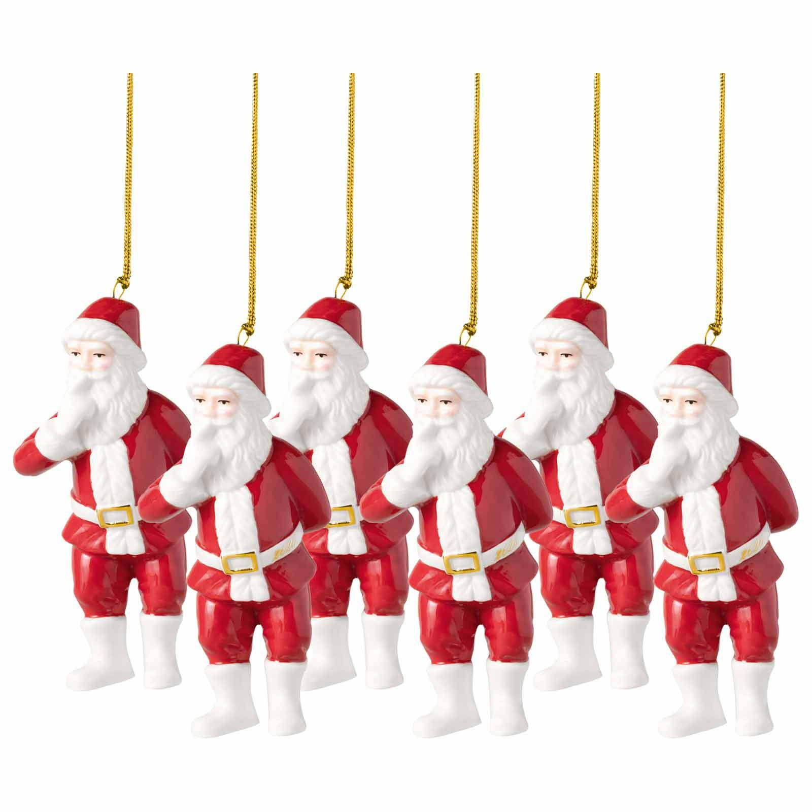 ORNAMENTE SANTA 2026 Christmas Classics weiß-gold 4,3 x 5,7 x 11,1 cm 6er Set - Goldfarben/Weiß, Keramik (5.7/11.1/4.3cm) - Villeroy & Boch