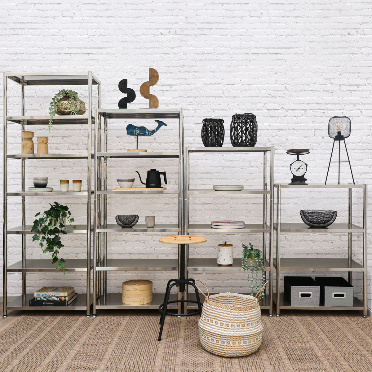 METALLREGAL 74x41x200 cm bis 280kg mit 7 Ebenen - Silberfarben, Metall (41/200/74cm) - shelfr