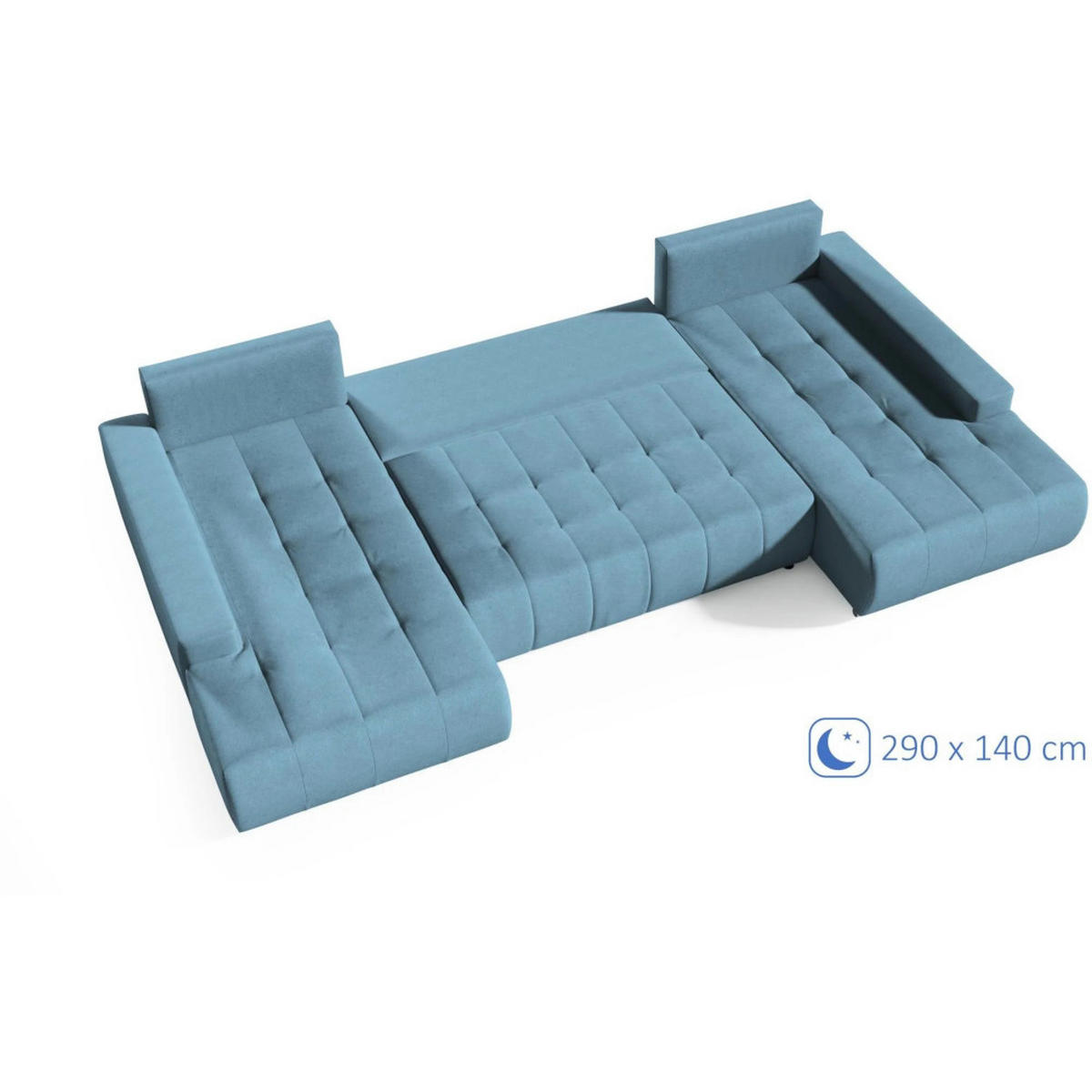 WOHNLANDSCHAFT Draco U Blau - Blau/Silberfarben, Textil/Metall (350/85/185cm) - Beautysofa