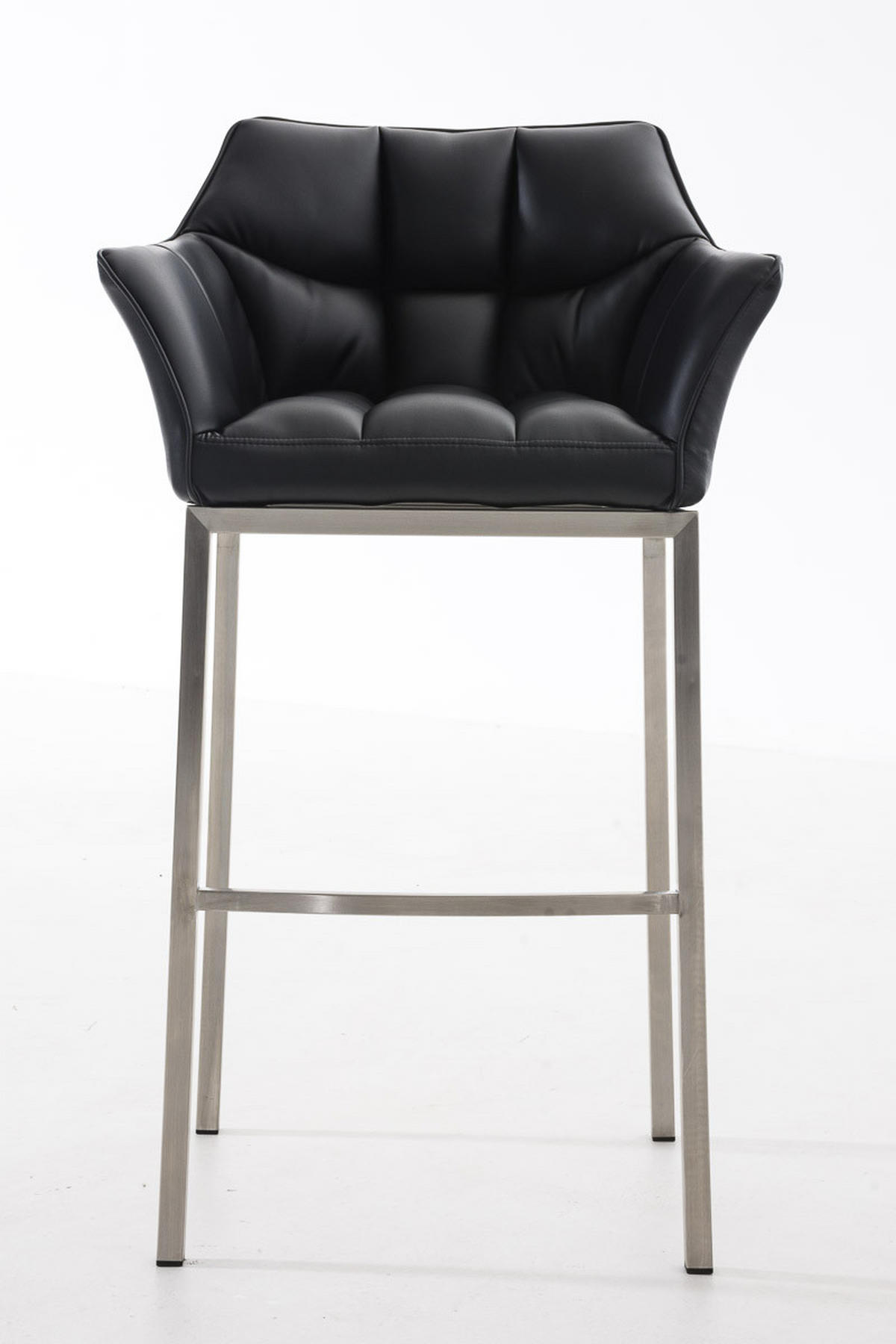 BARHOCKER Lederlook schwarz - Edelstahlfarben/Schwarz, Textil/Metall (64/110/48cm) - CLP