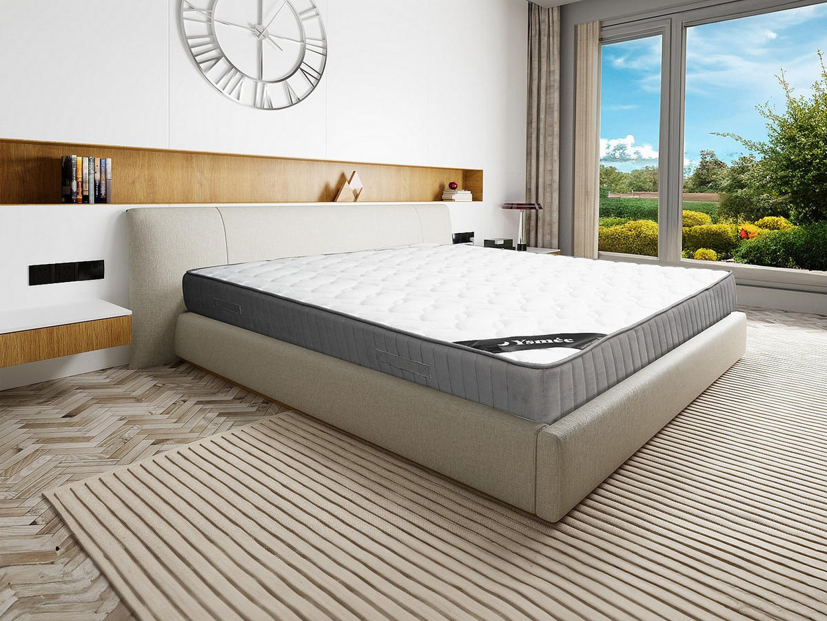 STANDARDMATRATZE - 2 Personen - Stoff - Weiß - - Weiß, Textil (160/200cm) - Vente-Unique
